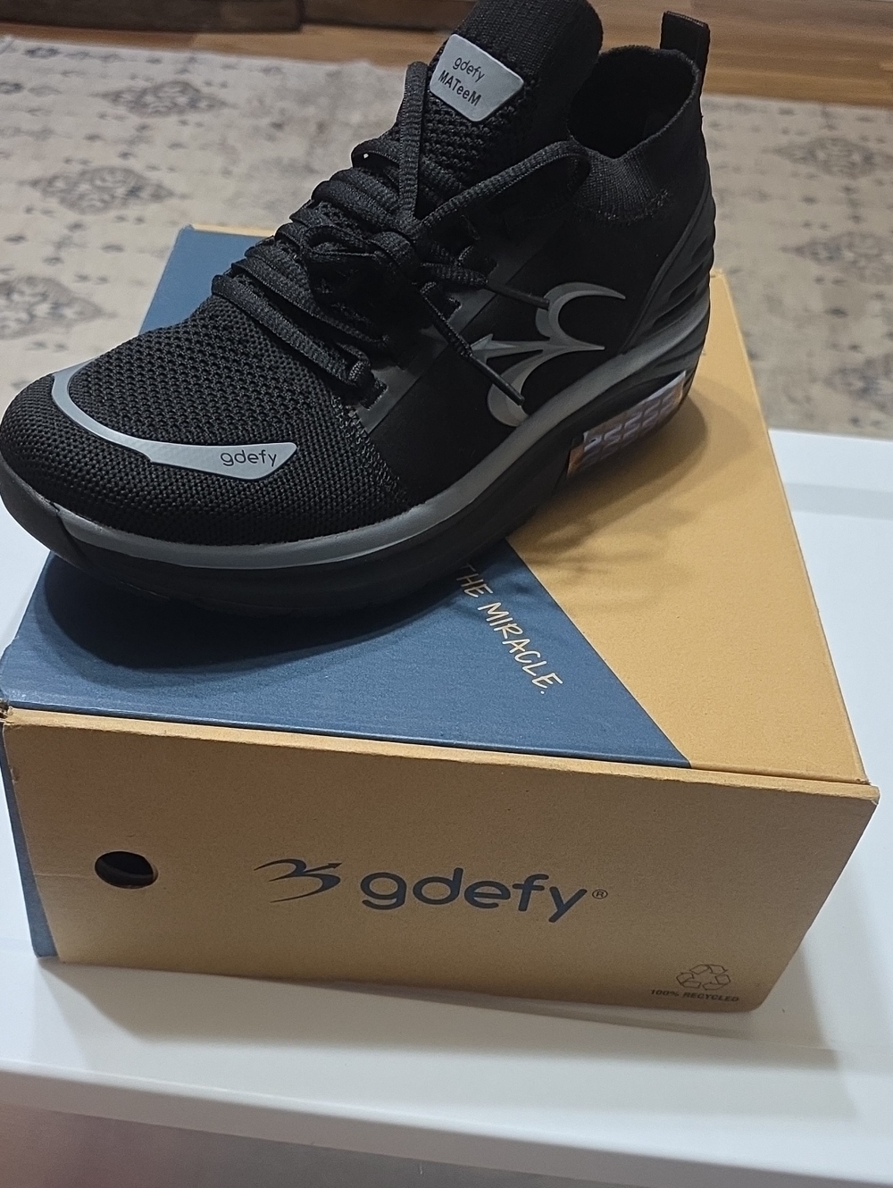 Gdefy Men's Black Knit Performance Sneaker